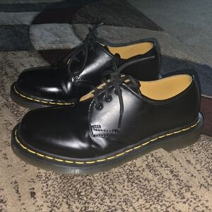 Dr. Martens Black and Yellow Oxfords with Air-Cushioned Sole